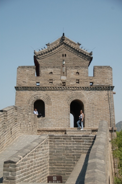 Suzy and ornate watch tower at wall (2)