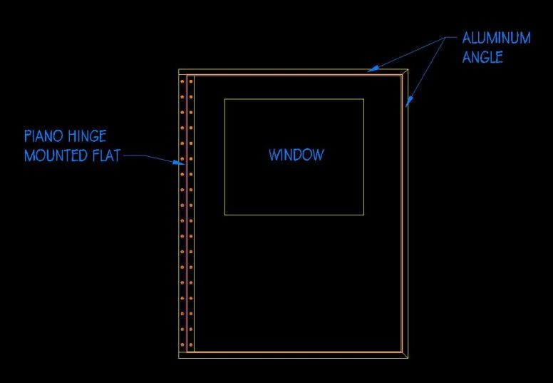 Drawing of door trims and hinge