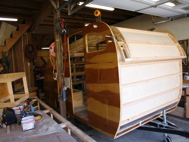 Top lowered to move the trailer out of the shop