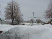 Snow in church parking lot