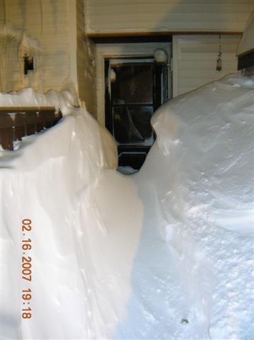 front door, snowed in