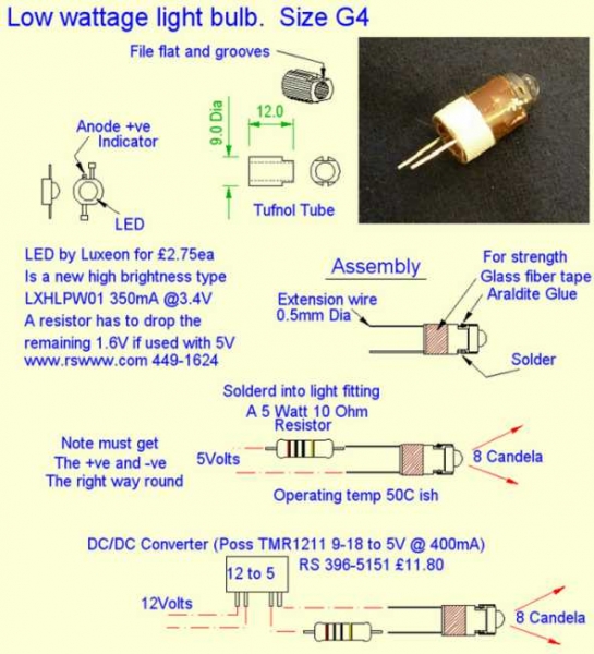 Low power LED G4 bulb