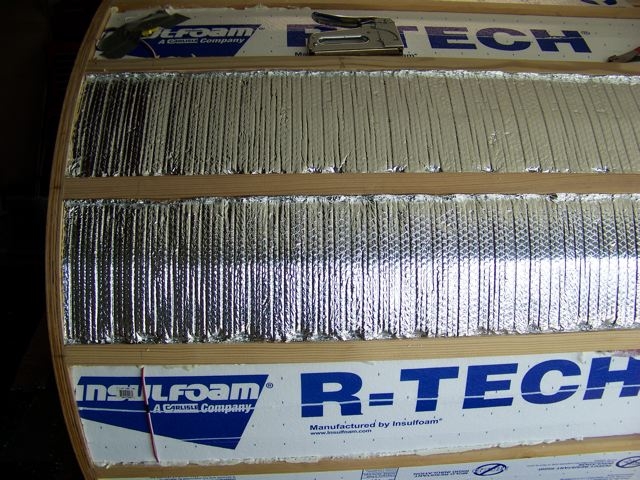 Insulation = Rtech foam and reflective mylar bubble stuff