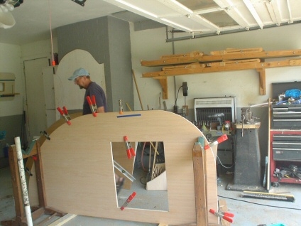 Two walls clamped together, ready for sanding so they have the same shape