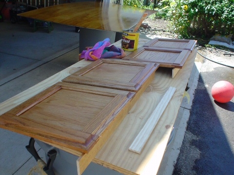 Stained the doors of the kitchen cabinets, then onto the Clear Shield to protect it.