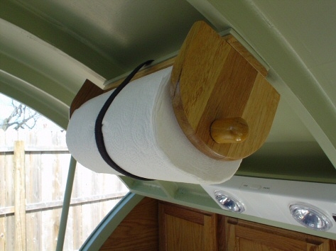 Velcro holding paper towels in place while traveling......