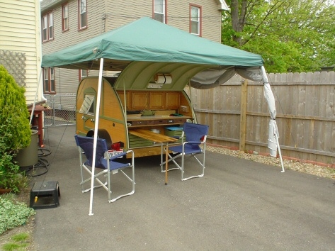 Shelter with sides rolled up.........for during the day.