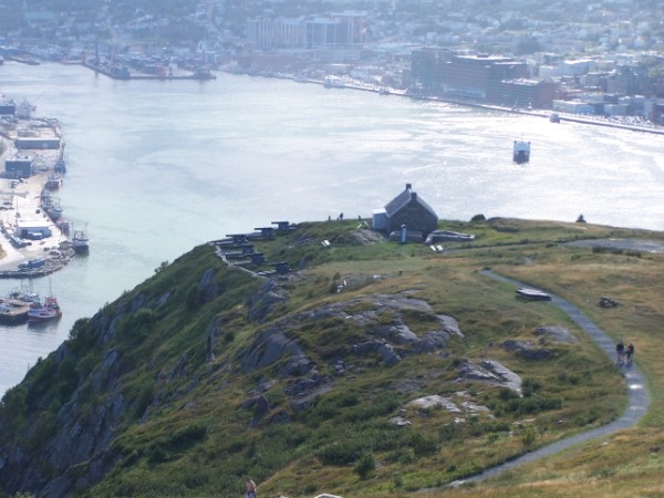 Looking down to old fort inner harbor, ST John NL, from Cabot Tower