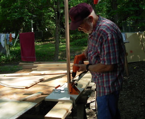 Drilling pocket holes in frame members