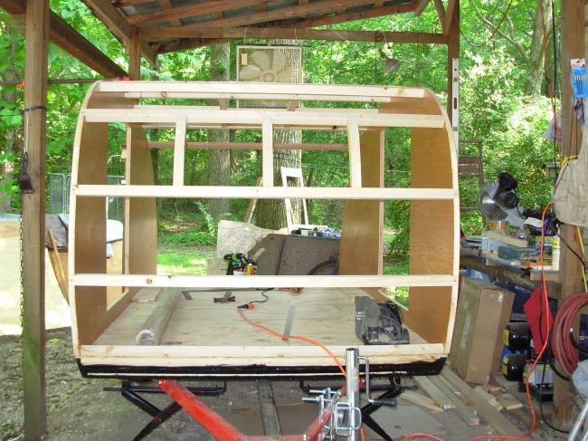 Walls framed & spars up front view