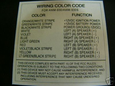 Voyager Wiring Codes