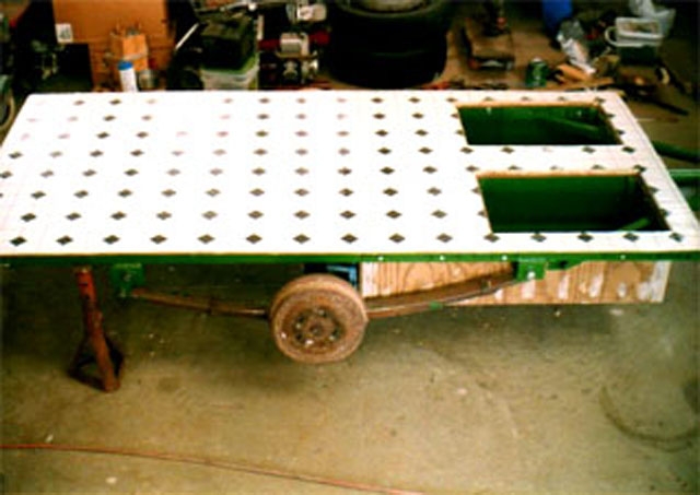 Linoleum deck w/holes for boxes