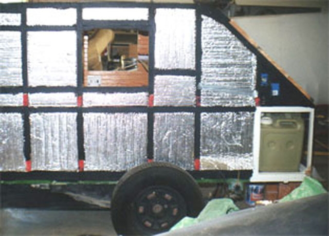 Black waterproofing on bracing