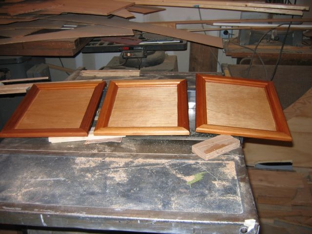 Tongue box cabinet doors got a varnish job.