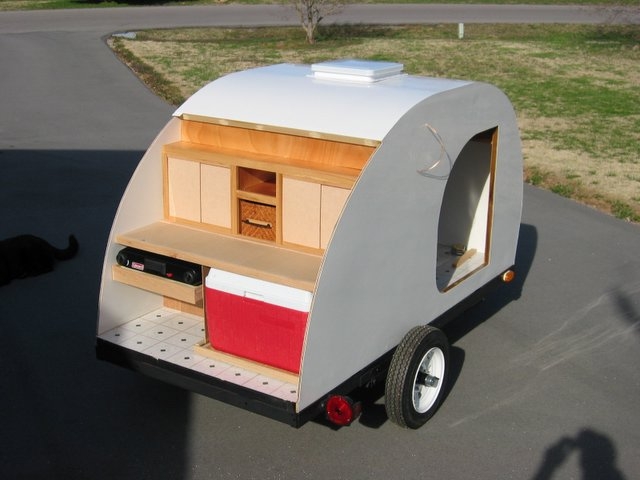 From above, with cabinet doors