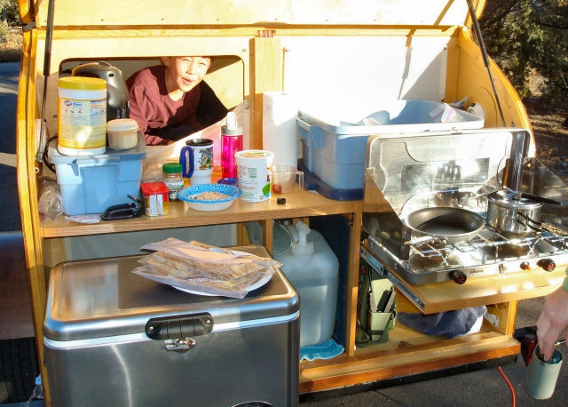 Galley and breakfast inspector watching from his bunk