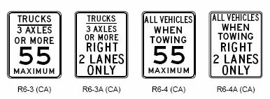 California TV 55 MPH speed limit signs