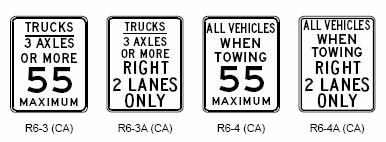 California TV 55 MPH speed limit signs