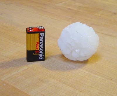 Hail next to a 9V