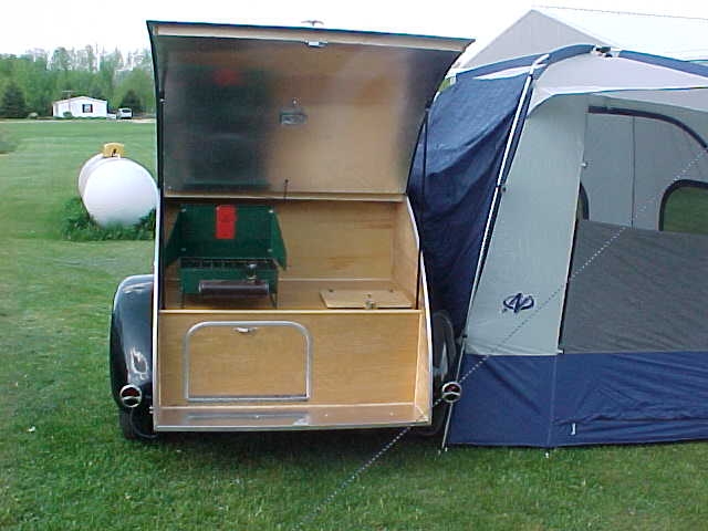 View of the tent with galley open.