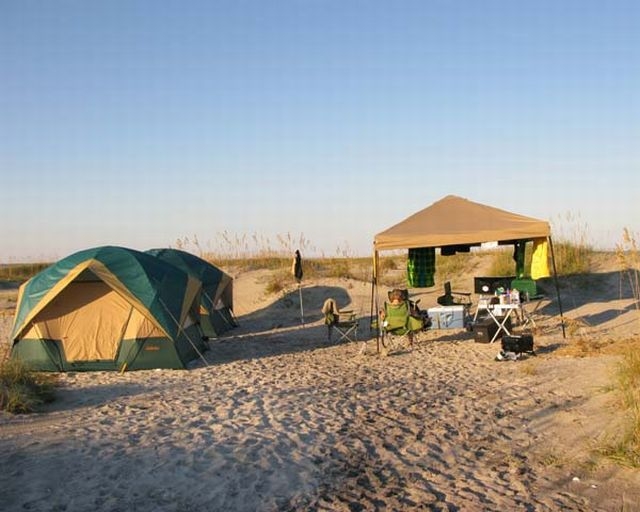 Camp on Cape Lookout National Seashore N.C.