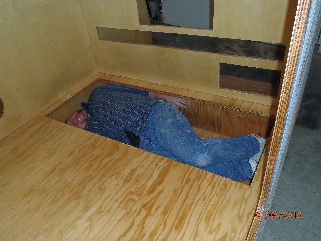 James in water tank compartment