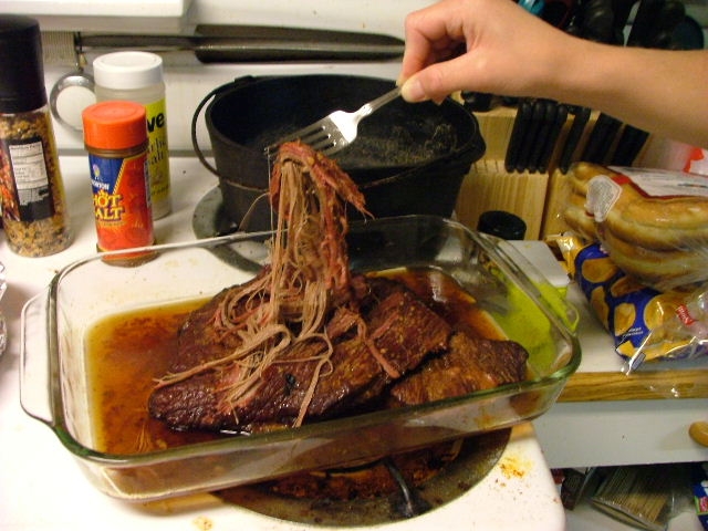 Pull it apart with a fork