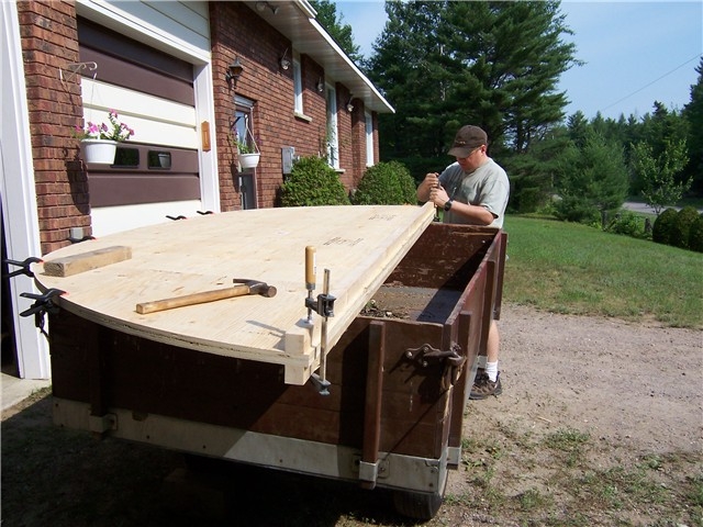 Installing bottom cleat...that's me.