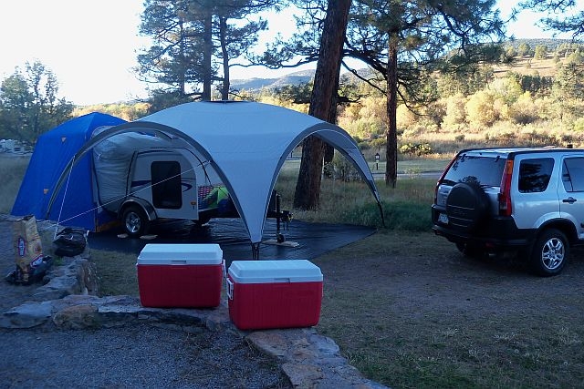 Preparing for a BBQ late in the day at campsite 4 of the Lake Robert's Upper End Campground in the Gila National Forest, New Mexico