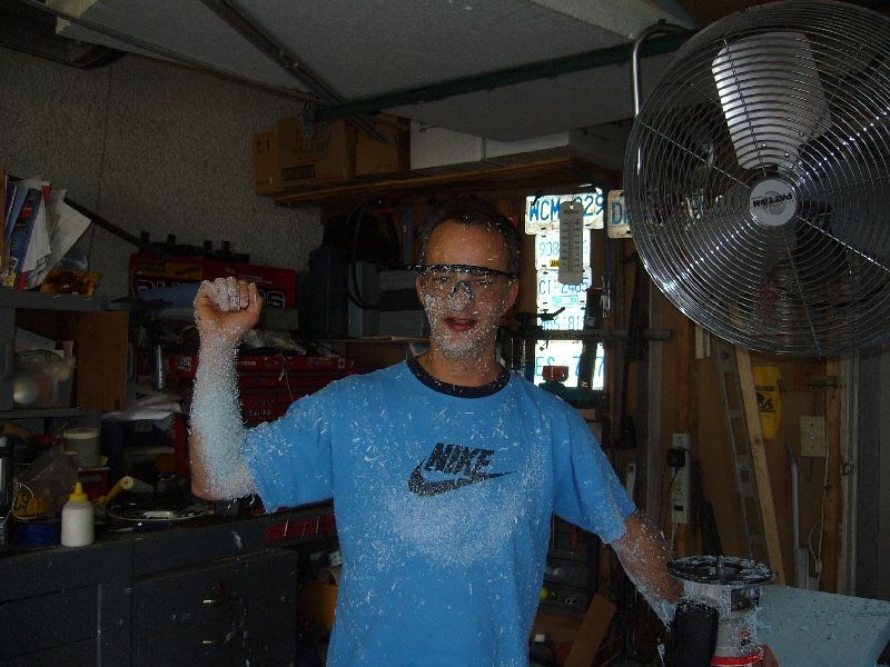 Papa Smurf - tablesaw and router used to cut insulation