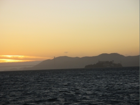 Treasure Island Trip - sunset, bridge, Alcatraz
