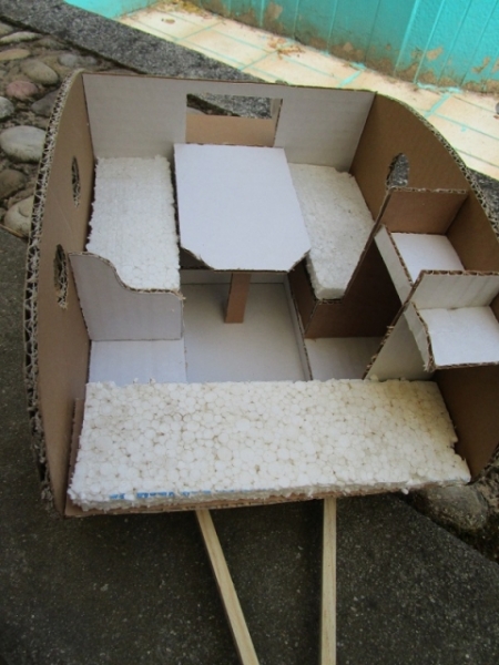 cardboard model front interior