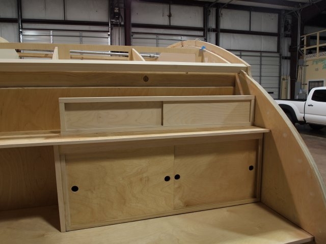 Upper sliding doors in place