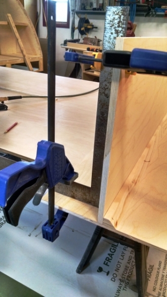 Gluing galley shelves