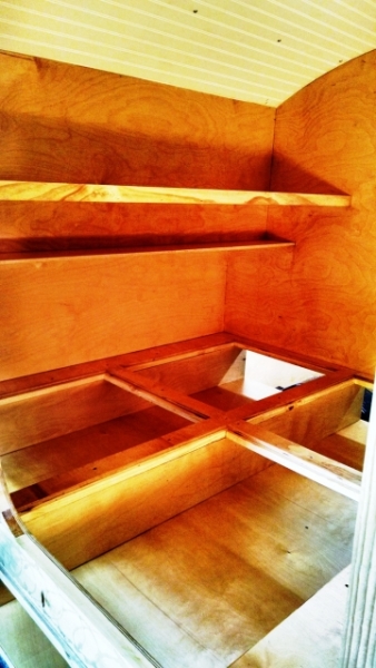 Interior shelf and raceway after sealing