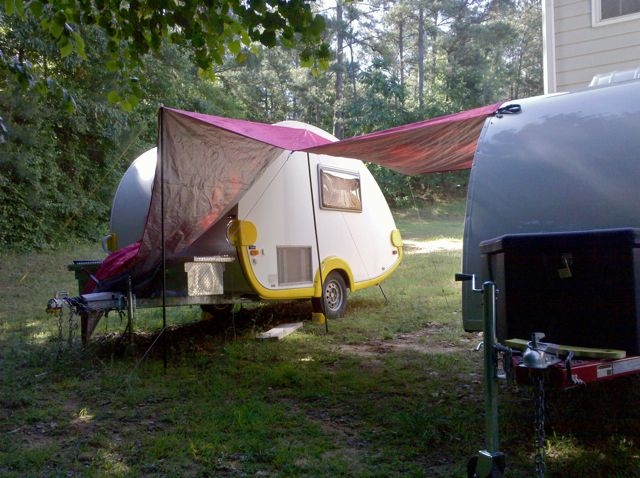 Teardrop awning partial setup