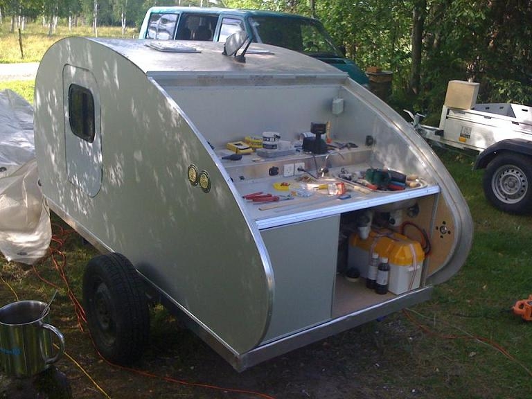 Kitchen under construction - my green VW Caravelle bus/van