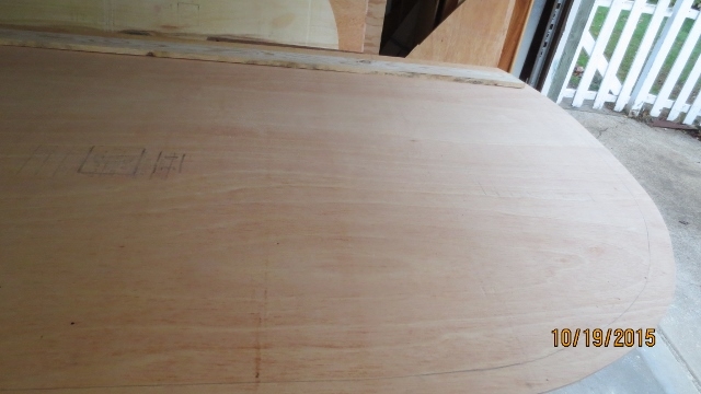 Front of inner panel showing cut line