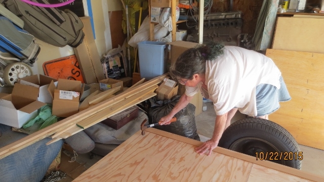 Marsha setting the carriage bolts