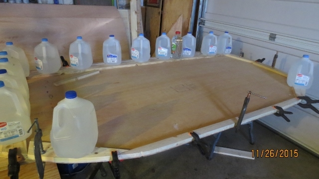 Glued, clamped, and weighted