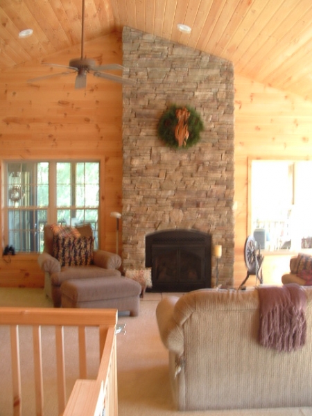 E view of fireplace