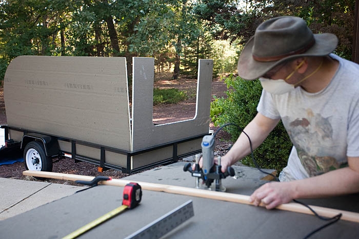 Routering Channels for wall runners to bolt to tariler side rails.