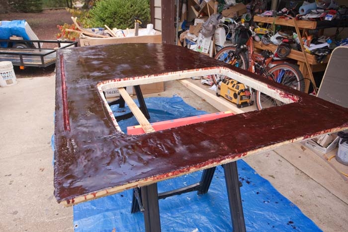 Red epoxy covered passenger wall