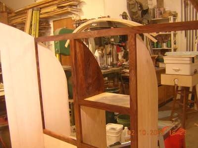 Front Cabinets with 'pickled' birch paneling - 1 coat lacquer