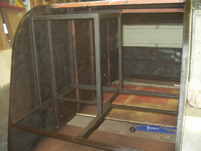 framing for the galley is done.  The rectangle will house the fridge.