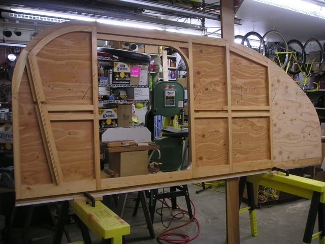 Wall interior framing.  Sloped front cabinet/backrest idea courtesy of Larry Snedden.  Thanks Larry!