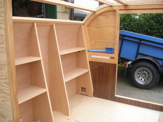 Headboard cabinet in position
