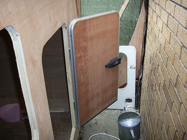 trying door in place