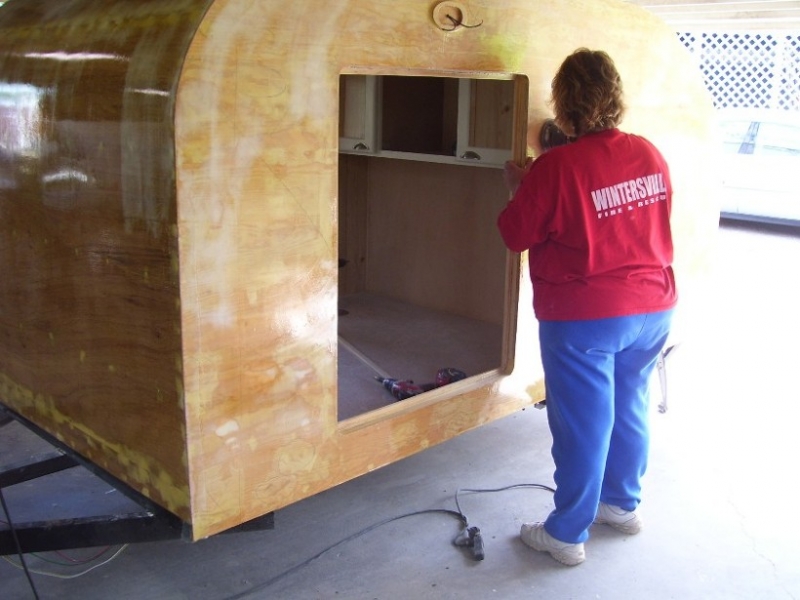 Denise sanding epoxy