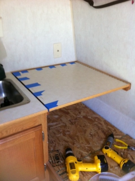 Countertop hinged in place